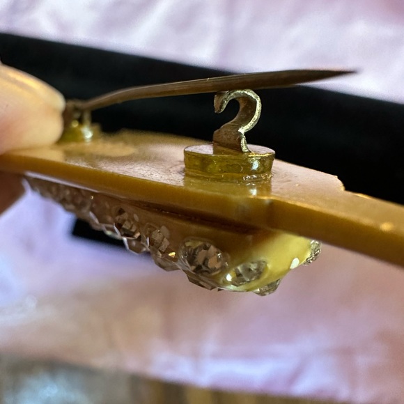 Celluloid brooches with rhinestones 3” - Picture 5 of 7